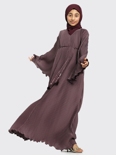 Children Pleated Abaya Mauve