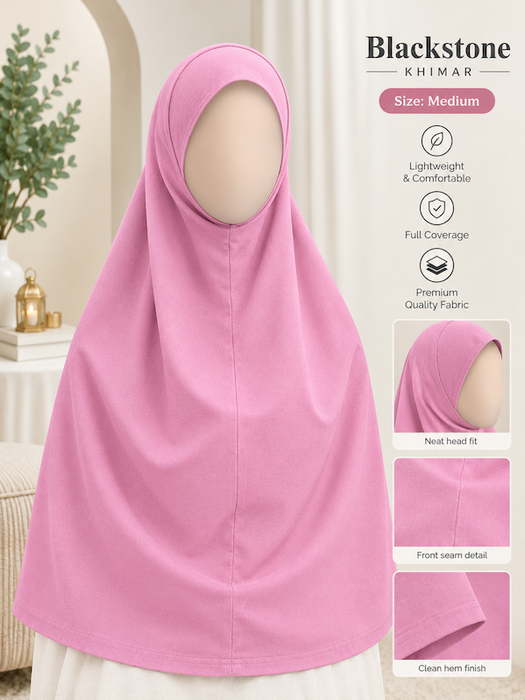 Yusra: Premium Hijab Jersey Turlu Pink (Medium)