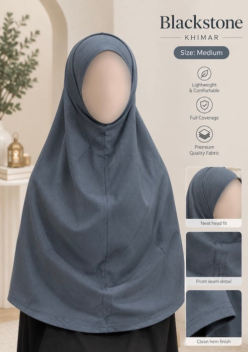 Yusra: Premium Hijab Jersey Turlu Dark Grey (Medium)