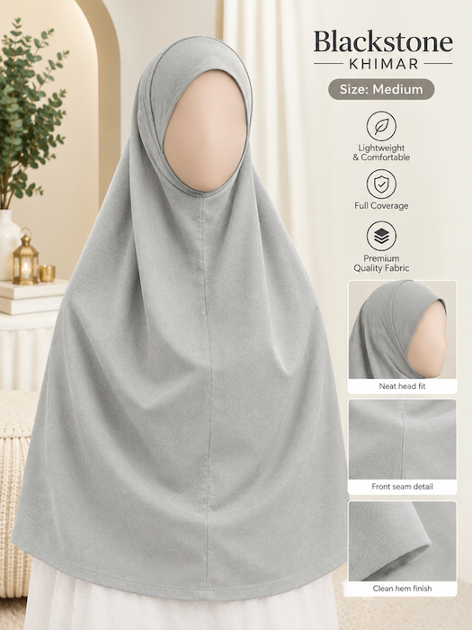 Yusra: Premium Hijab Jersey Turlu Light Grey (Medium)