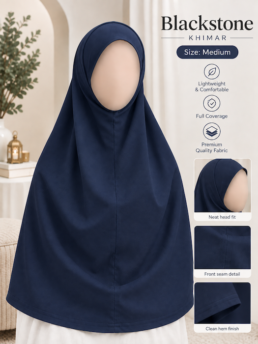 Yusra: Premium Hijab Jersey Navy (Medium)