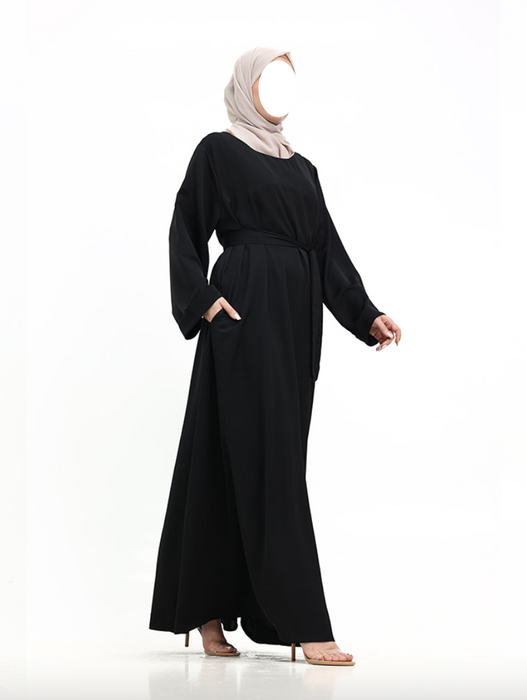 Cuff Plain Abaya Black
