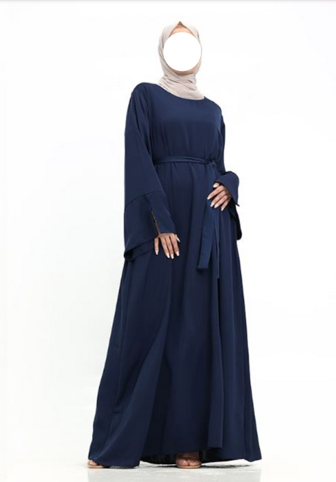 Split Cuff Plain Abaya Navy