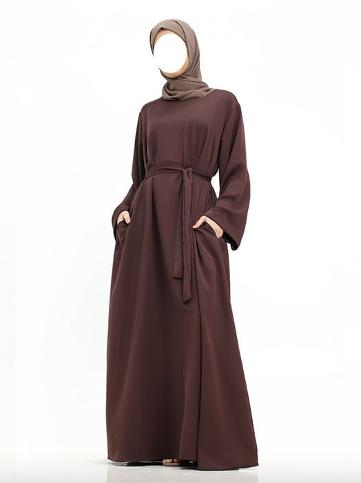 Cuff Plain Abaya Brown