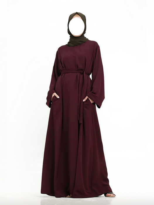 Cuff Plain Abaya Plum