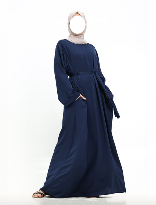 Cuff Plain Abaya Navy