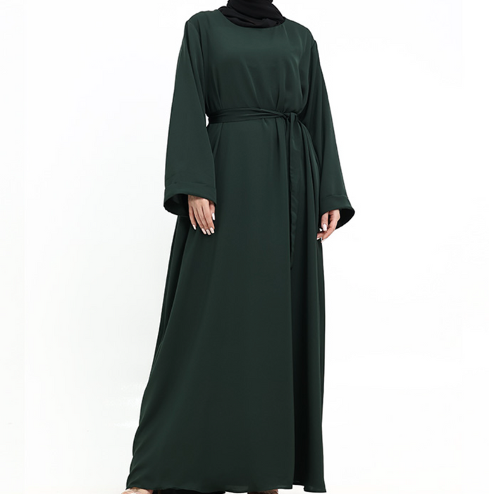 Cuff Plain Abaya Forest Green