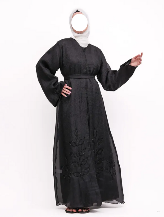 Organza Kimono Abaya Black
