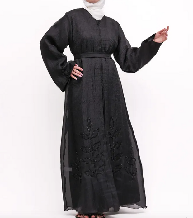 Organza Kimono Abaya Black