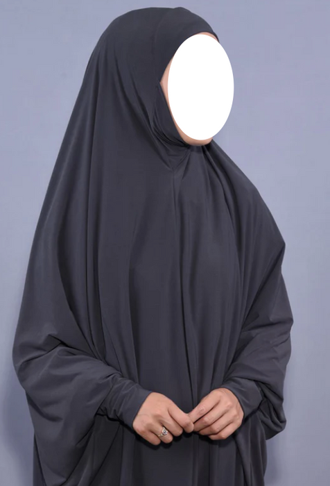 Yusra: Lycra Niqab Hijab With Sleeve D.Grey (7XL)