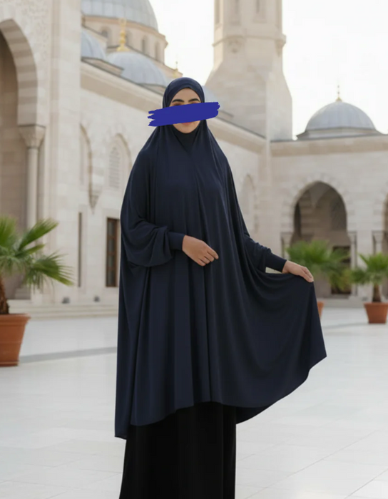 Yusra: Lycra Niqab Hijab With Sleeve Navy (7XL)
