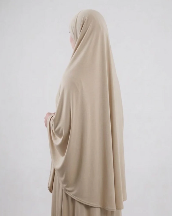 Yusra: Lycra Niqab Hijab With Sleeve Cream (7XL)