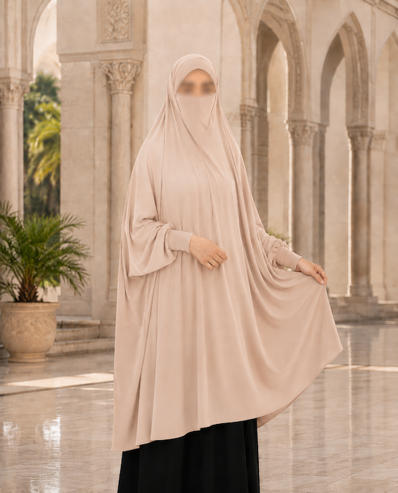 7XL: Niqab Khimar With Sleeve Nude