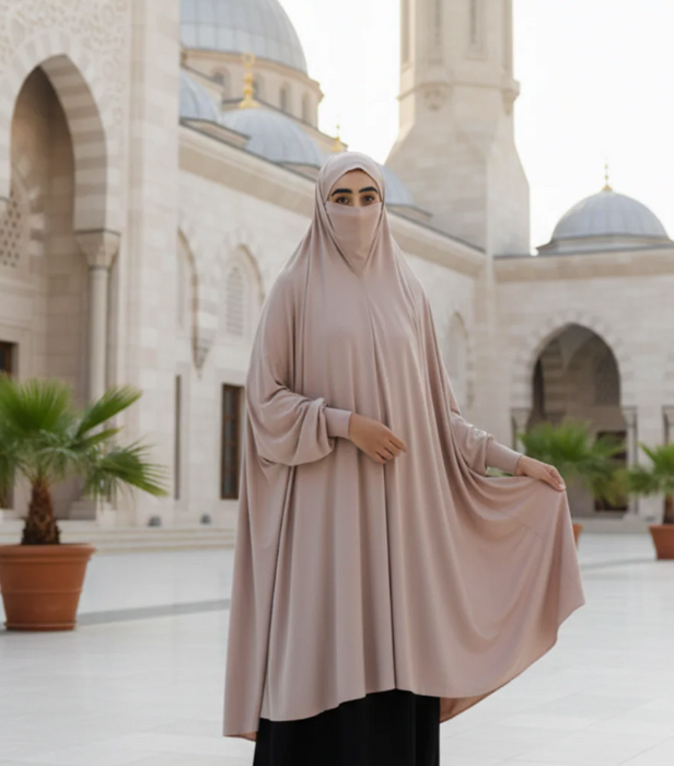 Yusra: Niqab Hijab With Sleeve Nude (7XL)