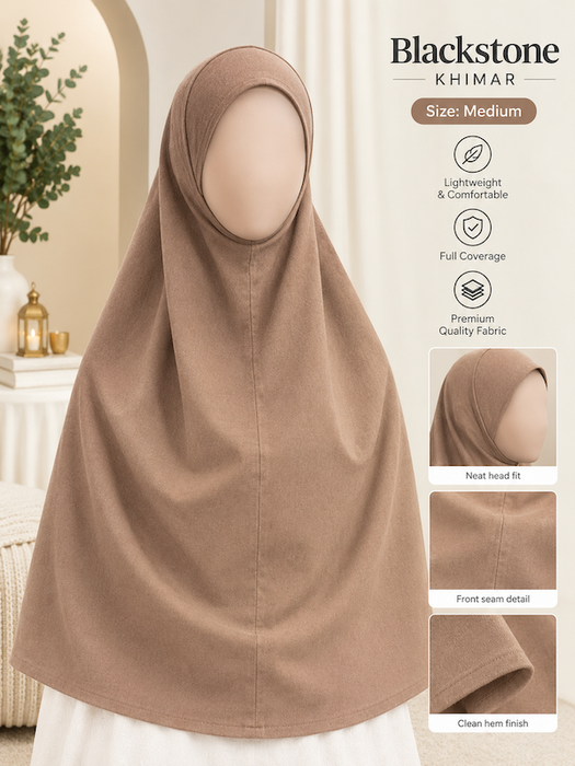 Yusra: Premium Hijab Jersey Turlu Beige (Medium)
