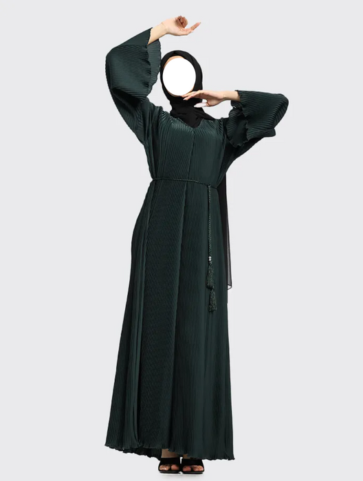 Pleated Abaya Forest Green