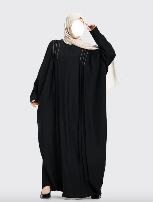Habiba Batwing Abaya Black Gold