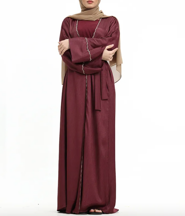 Charmeause Abaya with slip Maroon