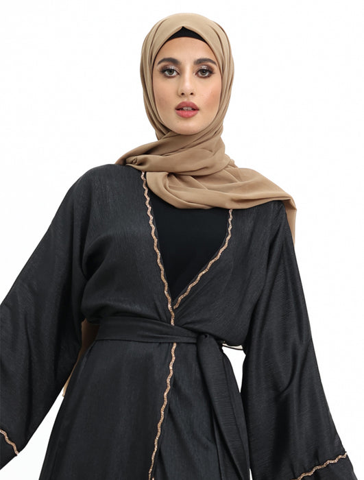 Charmeause Abaya with slip Black