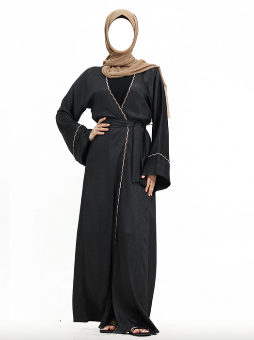 Charmeause Abaya with slip Black