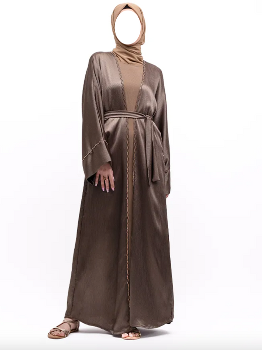 Charmeause Abaya with slip Mocha