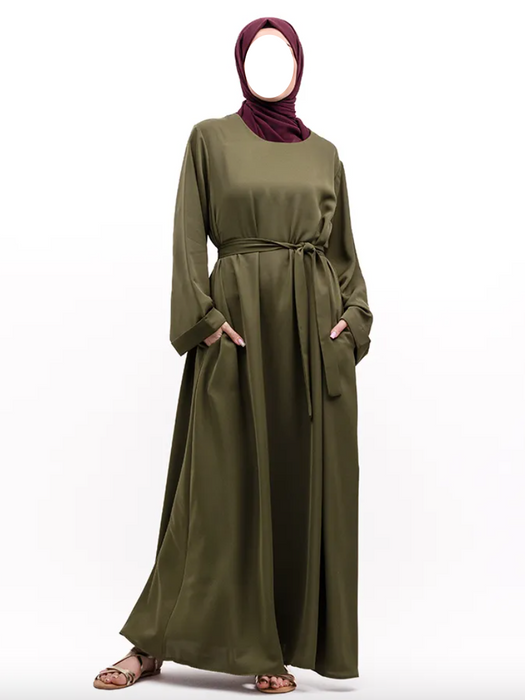 Cuff Plain Abaya Khaki