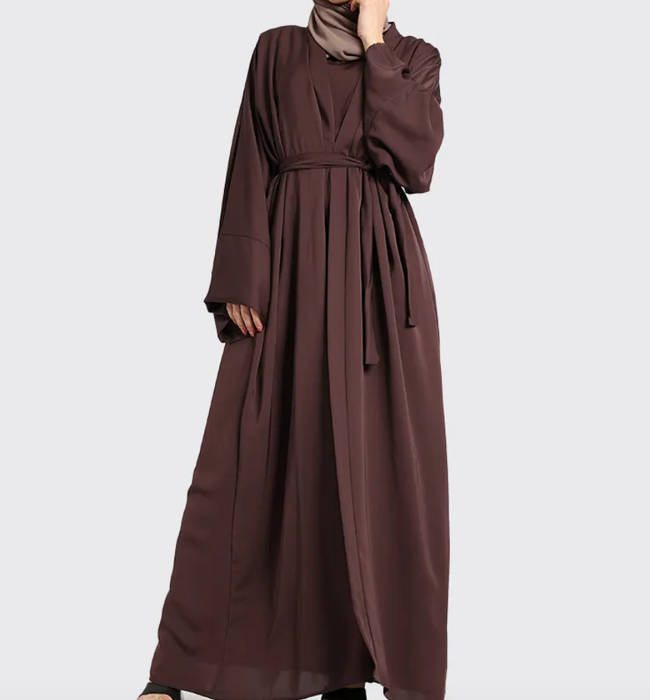 2 Piece Simple Abaya Brown