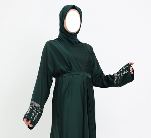 3 piece Tuan Abaya Forest Green