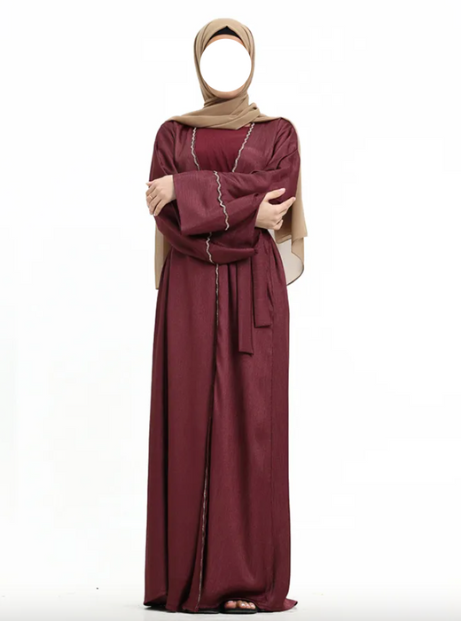 Charmeause Abaya with slip Plum