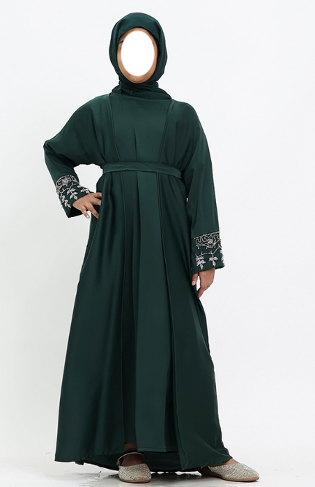 Children 3 piece Tuan Abaya - Forest Green
