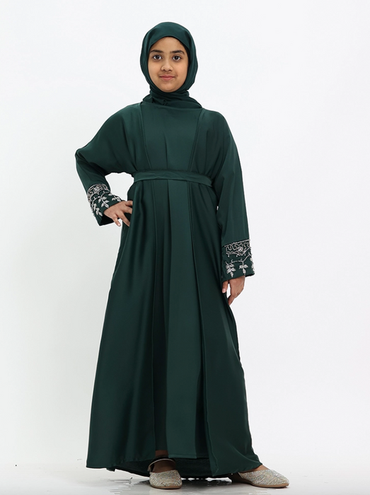 Children 3 piece Tuan Abaya - Forest Green
