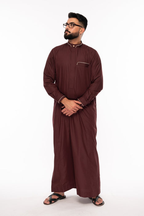 Multi - Piping Burgundy Mens Jubbah