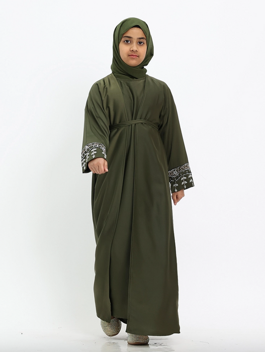 Children 3 piece Tuan Abaya - Olive