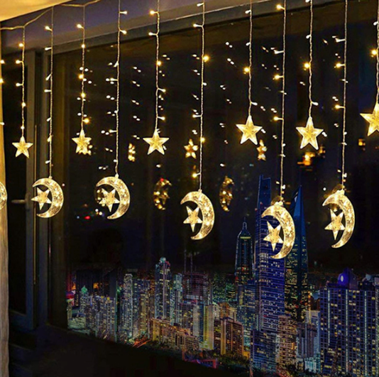 Eid/Ramadan Twinkle Moon and Star 138 LED String Lights set