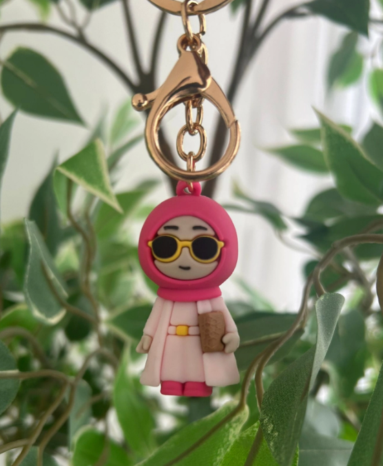 Pink Hijab Keyring - Cute Muslimah Keychain