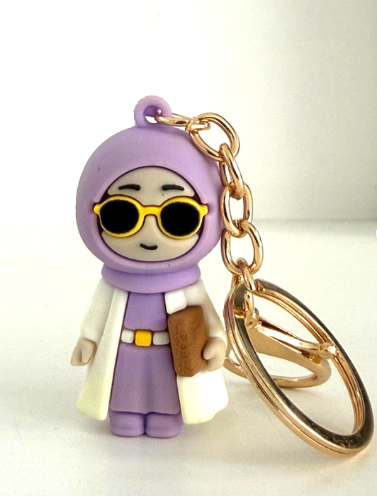 Purple Hijab Keyring - Cute Muslimah Keychain