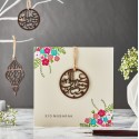 Laser Cut Wooden Motif Eid Mubarak Card - Cream (PR02)