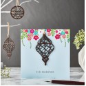 Laser Cut Wooden Lantern Eid Mubarak Card - Blue (PR05)