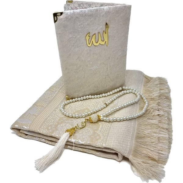 Prayer Mat with Quranic Surahs & Tasbeeh Gift Set