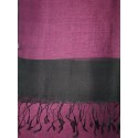 Silk Tassle scarf Dark Purple (Black Border)