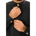 Premium Cuff Collar Jubbah Black