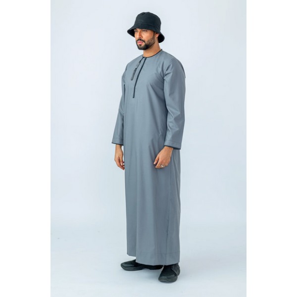 Al Noor R23- Habeel Grey/Black Omani Thoub [AN709]