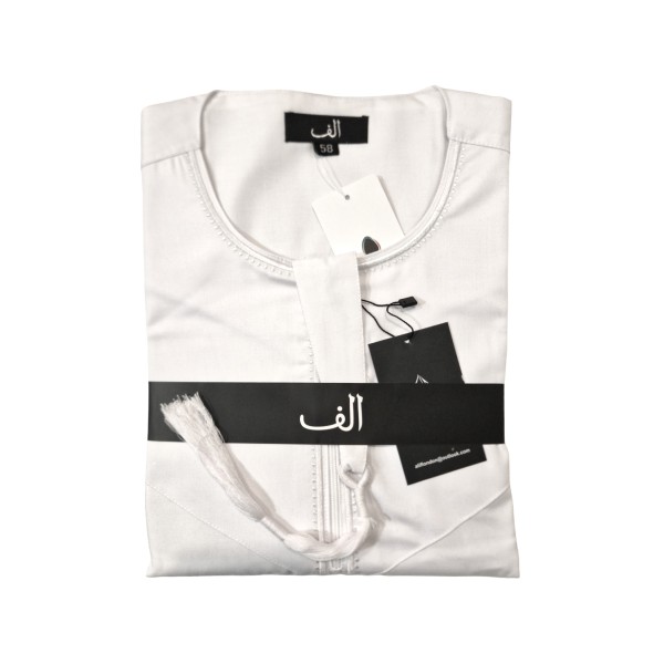 Alif Embroidered Omani - White	