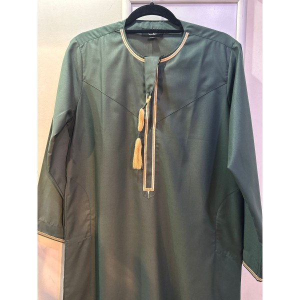 Alif Elegant Shine Omani Men - Dark Green/Gold