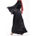 Flare Satin/Velvet Black Abaya