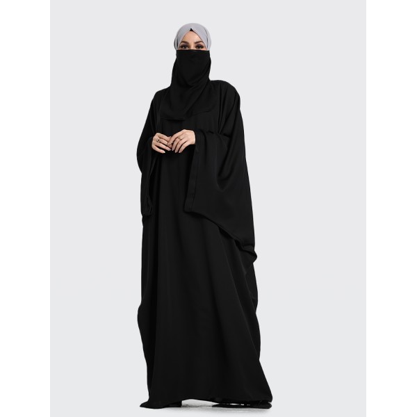 Zadi: Farasha Batwing with Niqab - Black