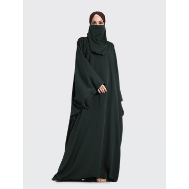 Farasha Batwing with Niqab - Forest Green
