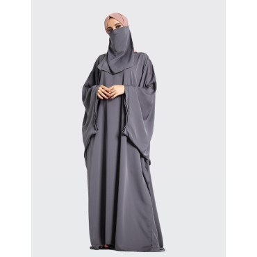 Farasha Batwing with Niqab - Grey