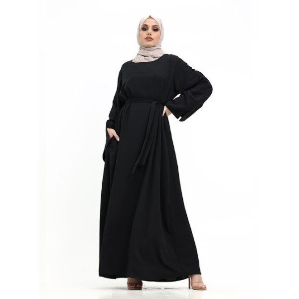 Split Cuff Plain Abaya Black