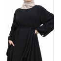 Split Cuff Plain Abaya Black